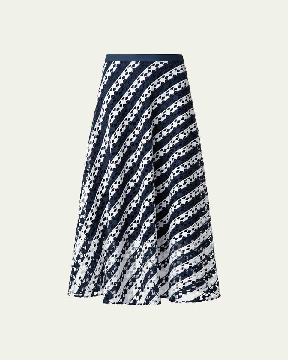 Two-Tone Lace Midi Skirt